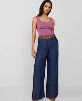 Ann Taylor The Petite Wide-Leg Pant Refined Denim Royal Indigo Women's