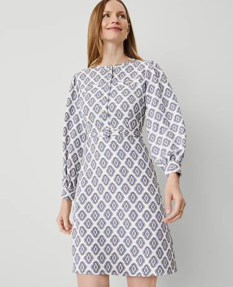 Ann Taylor Foulard Flare Dress Winter White Women's