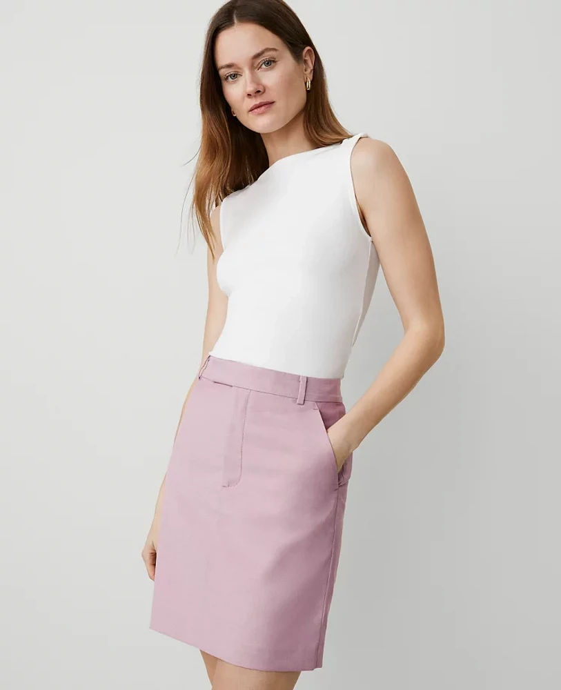 Ann Taylor The Petite Trouser Pocket Skirt Seasonless Stretch Rosy Mauve Women's