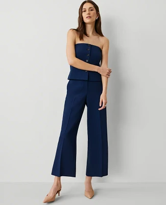 Ann Taylor The Wide Leg Crop Pant Fluid Crepe Pure Sapphire Women's