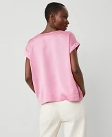 Ann Taylor V-Neck Popover Top Enchanted Pink Women's