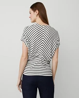 Ann Taylor Petite Striped Bias Cap Sleeve Top White/Black Multi Women's