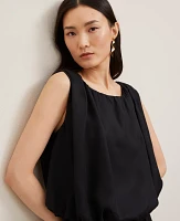 Ann Taylor Bubble Hem Tank Top Black Women's