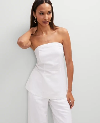 Ann Taylor Strapless Linen-Blend Tunic Top White Women's