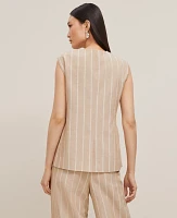 Ann Taylor The Petite Tucked Waist Vest Pinstripe Sandstorm Women's