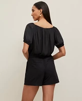 Ann Taylor Petite Bubble Hem Top Black Women's