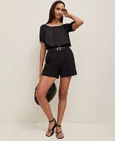 Ann Taylor Petite Bubble Hem Top Black Women's