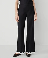 Ann Taylor The Petite Wide-Leg Pant in Linen Blend Size 0 Black Women's