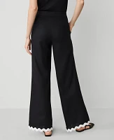 Ann Taylor The Petite Wide-Leg Pant in Linen Blend Size 0 Black Women's