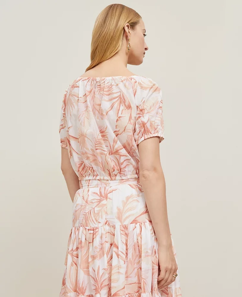 Ann Taylor Floral Bubble Hem Top Blush Women's