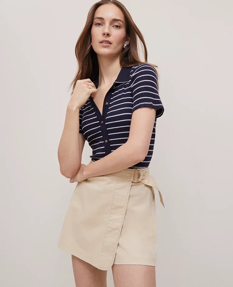 Ann Taylor Weekend Collection Striped Polo Shirt Women's