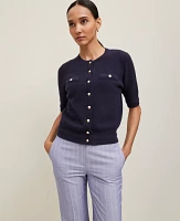 Ann Taylor Petite Blouson Sleeve Stitch Cardigan Women's