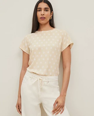 Ann Taylor Petite Petaled Mixed Media T-Shirt Sands Edge Women's