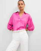 Ann Taylor Blouson Sleeve Shirt Rose Violet Women's