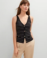 Ann Taylor Petite Striped Button Tank Top Women's