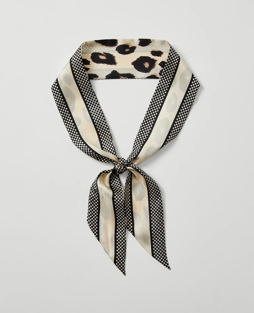 Ann Taylor Animal Print Silk Scarf Brown Multi Women's