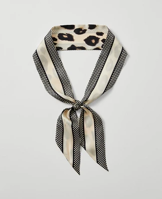 Ann Taylor Animal Print Silk Scarf Brown Multi Women's