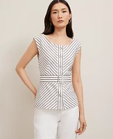 Ann Taylor Belted Striped Vest White Women's