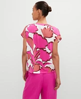Ann Taylor Petite Floral Mixed Media Top Rose Violet Women's