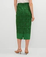 Ann Taylor Eyelet Column Midi Skirt Leafy Green Women's