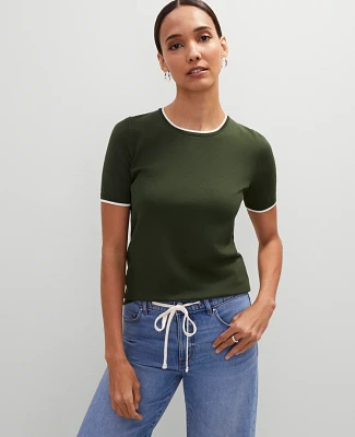 Ann Taylor Tipped Sweater T-Shirt Cypress Tree Women's