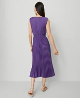Ann Taylor Belted Pleated Midi Dress Women's