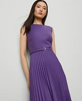 Ann Taylor Belted Pleated Midi Dress Women's