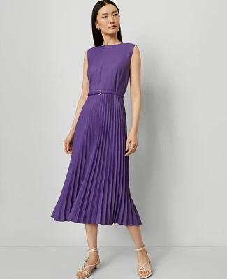 Ann Taylor Belted Pleated Midi Dress Women's