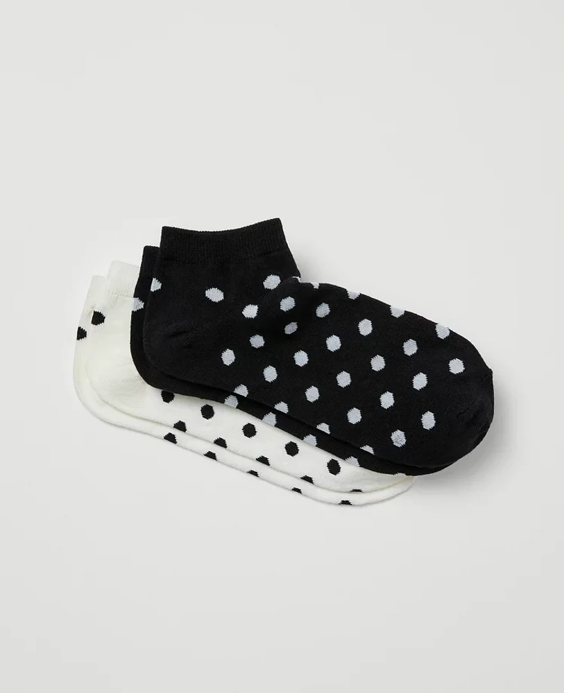 Ann Taylor Polka Dot Ankle Sock Set Black Women's
