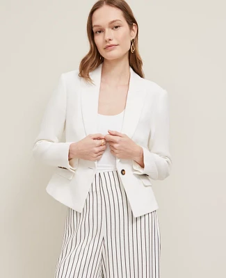 Ann Taylor Petite Piqué Fitted Blazer White Women's