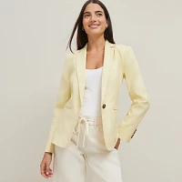 Ann Taylor The Petite Hutton Blazer Doubleweave Yellow Buttercream Women's