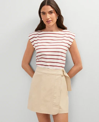 Ann Taylor Weekend Collection Striped Boat Neck Top Apple Butter Women's