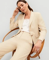 Ann Taylor The Petite Notched One Button Blazer in Seasonless Stretch Size 10 Sands Edge Women's