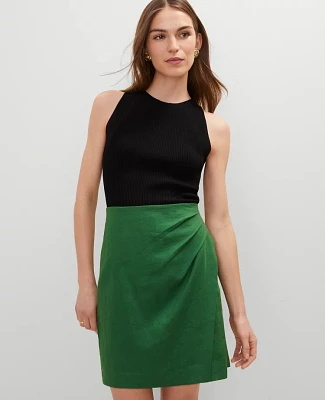 Ann Taylor Linen Blend Sarong Wrap Skirt Leafy Green Women's