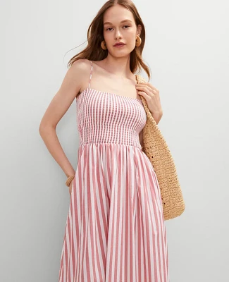 Ann Taylor Petite Striped Maxi Flare Dress Burnt Mauve Women's