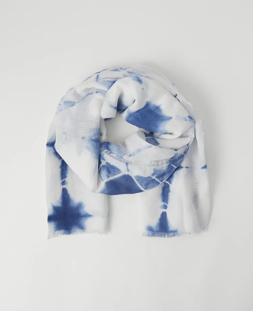 Ann Taylor Weekend Collection Linen Blend Scarf Zephyr Blue Women's