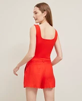 Ann Taylor The Petite Scalloped Short Fiery Red Women's