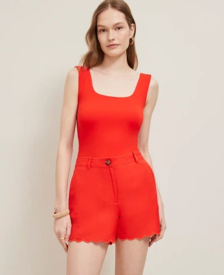 Ann Taylor The Petite Scalloped Short Fiery Red Women's