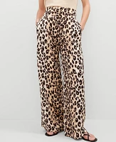 Ann Taylor The Pleated Wide-Leg Pant Animal Print _Black Women's