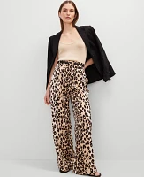 Ann Taylor The Pleated Wide-Leg Pant Animal Print _Black Women's