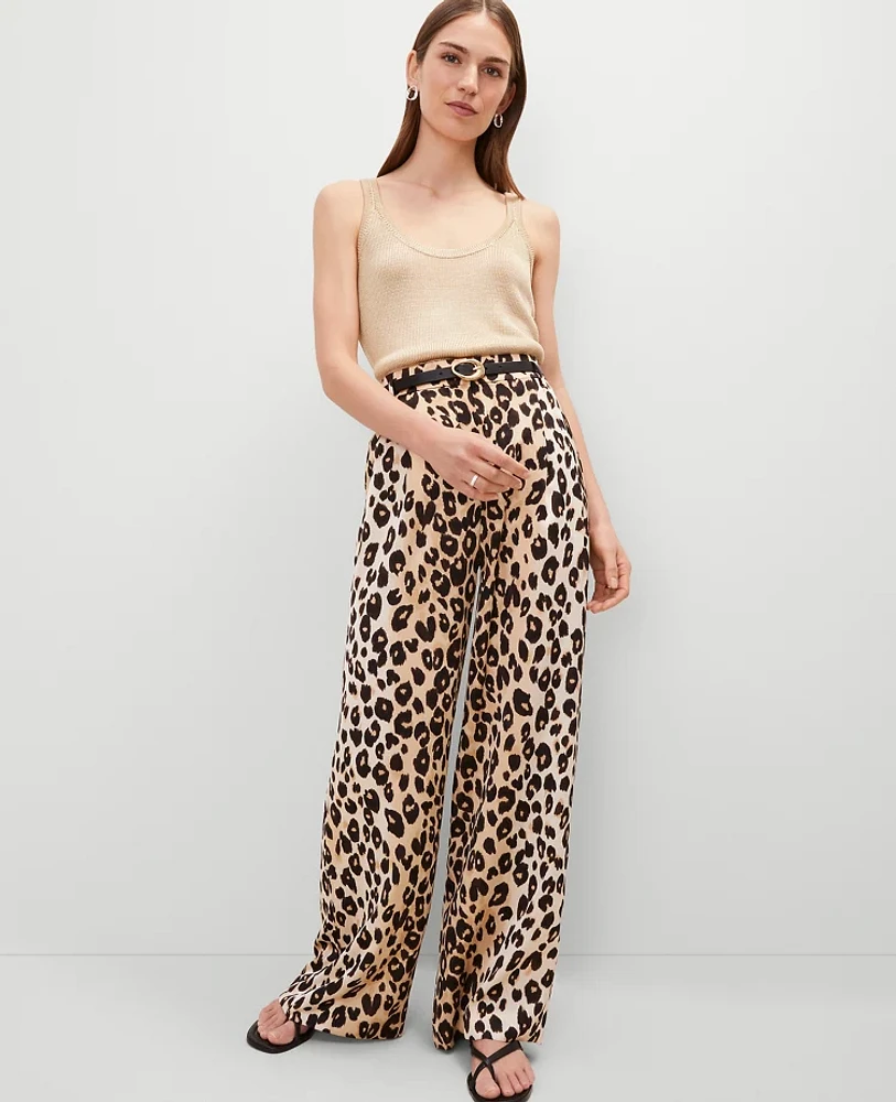 Ann Taylor The Pleated Wide-Leg Pant Animal Print _Black Women's
