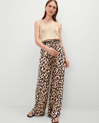 Ann Taylor The Pleated Wide-Leg Pant Animal Print _Black Women's
