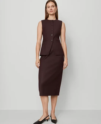 Ann Taylor Twill Column Midi Skirt Classic Burgundy Women's