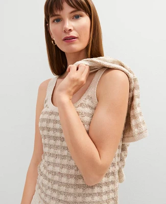 Ann Taylor Metallic Tweed Tank Top Neutral Women's