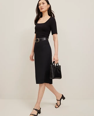 Ann Taylor Petite Ponte Pencil Skirt Black Women's