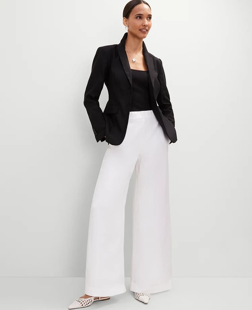 Ann Taylor The Tall Palazzo Pant Linen Blend White Women's