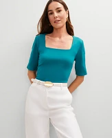 Ann Taylor Ponte Square Neck Top Women's