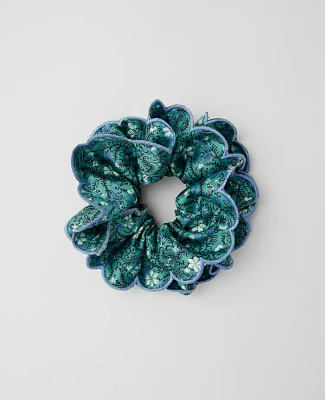 Ann Taylor Floral Scalloped Scrunchie Mellow Mint Women's