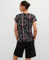 Ann Taylor Floral Mixed Media Top Black Women's