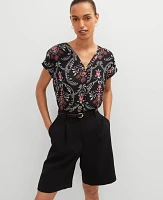 Ann Taylor Floral Mixed Media Top Black Women's